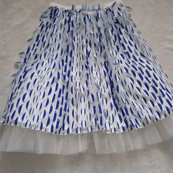 Rare find 🎀 Eva Franco Anthro tulle petal blue motif flare skirt